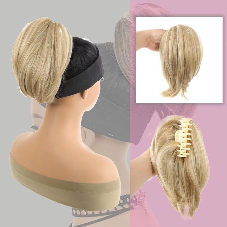 White Smoke Short Straight Spiky Messy Bun - Urban Chic (Claw Clip Updo) (FEVERCOS) Hair Extension
