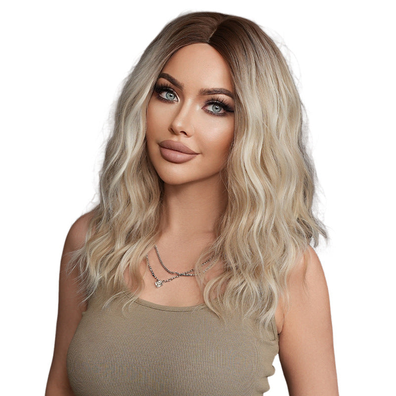 White Smoke Coconut Blonde Gradient Water Wave Wig - Beach Collection (Shoulder Length) (FEVERCOS)