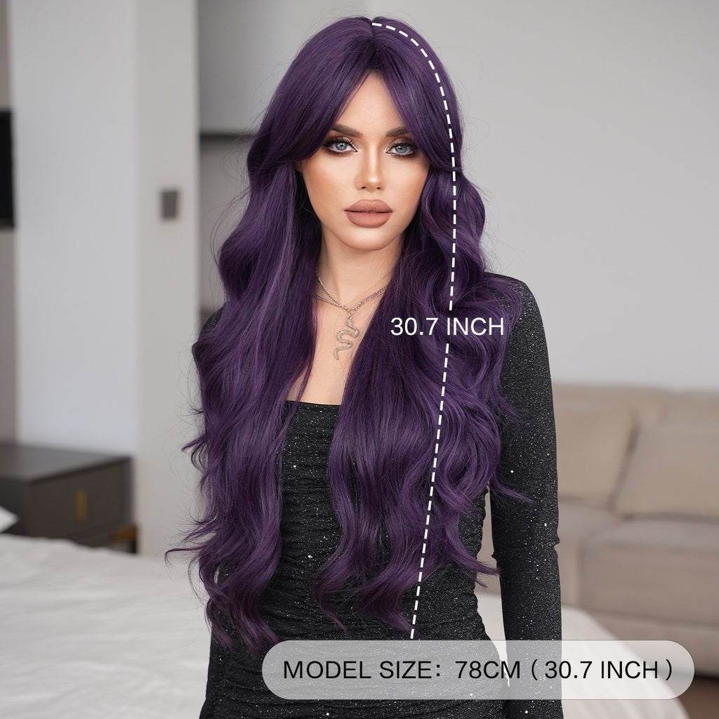 Gray Anemone Purple Long Wavy Wig - Subculture Fashion (Fluffy Volume Lolita) (FEVERCOS)