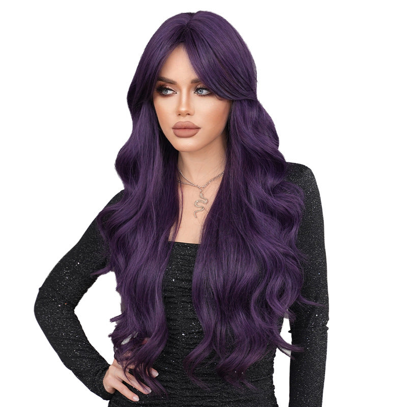 White Smoke Anemone Purple Long Wavy Wig - Subculture Fashion (Fluffy Volume Lolita) (FEVERCOS)