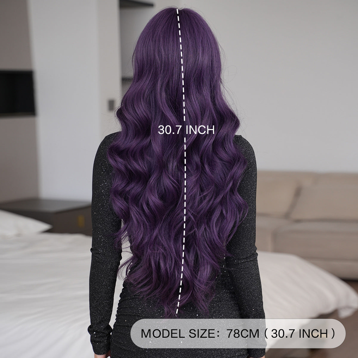 Gray Anemone Purple Long Wavy Wig - Subculture Fashion (Fluffy Volume Lolita) (FEVERCOS)