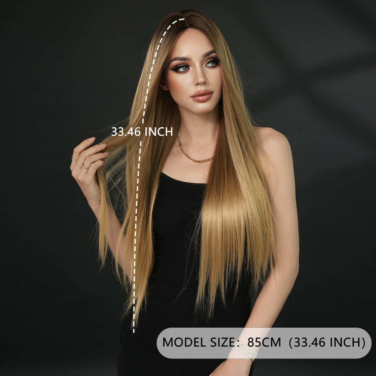 Black Super Long Blonde Gradient Lace Wig - Elite Lace Fronts (Middle Part Straight) (FEVERCOS)