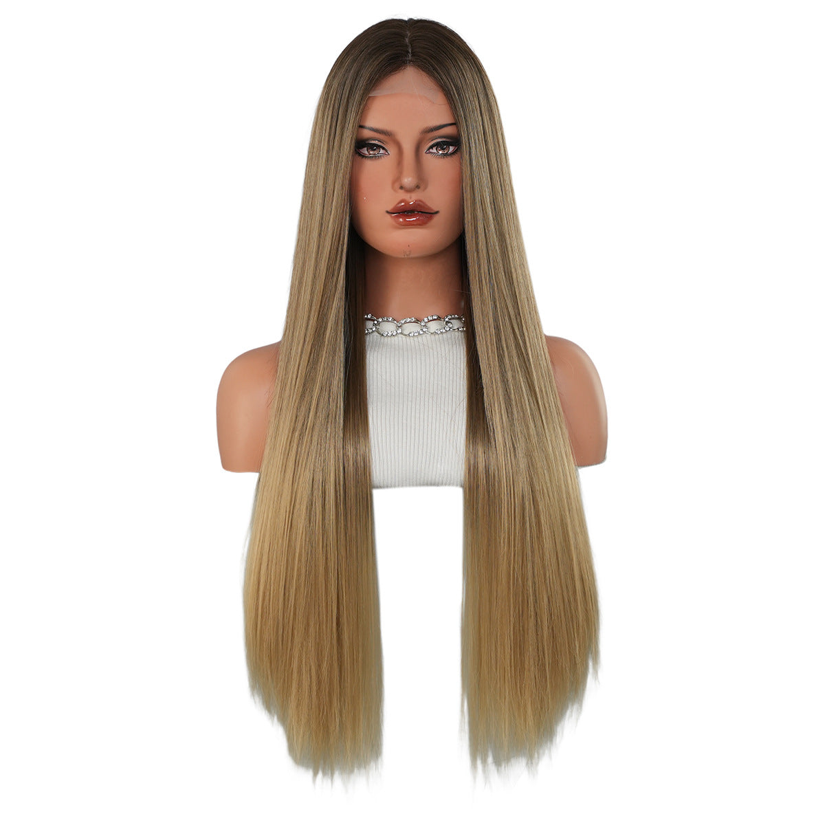 White Smoke Super Long Blonde Gradient Lace Wig - Elite Lace Fronts (Middle Part Straight) (FEVERCOS)