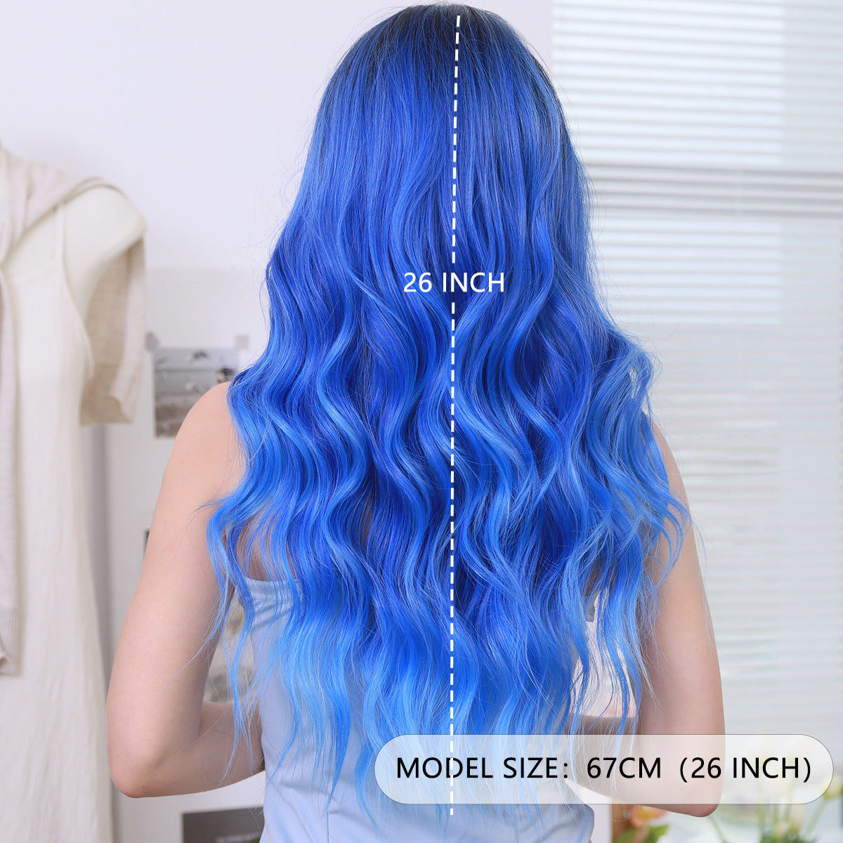 Lavender Iris Blue Gradient Lace Wig - Elite Lace Fronts (Long Wavy T-Part) (FEVERCOS)