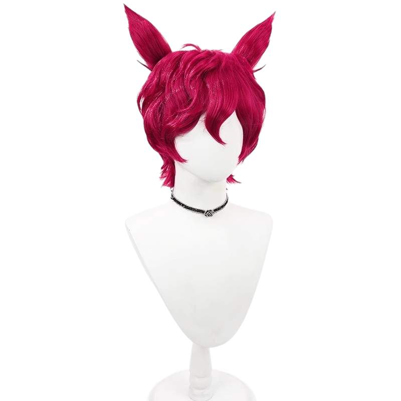 White Smoke Sett Cosplay Wig - Boyband Heartsteel (Rose Red Layered Curl) (FEVERCOS)
