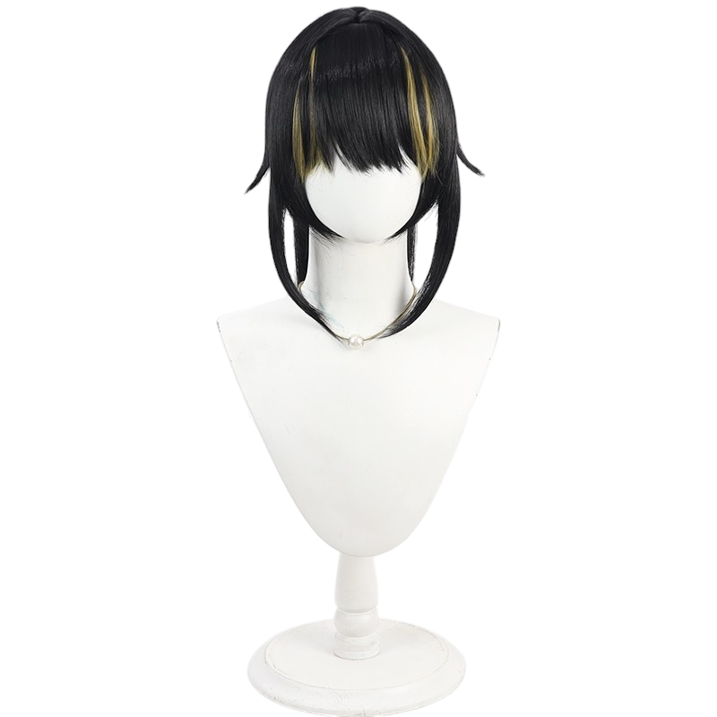 White Smoke Luca Ikaruga Cosplay Wig - Idolmaster Shiny Colors (Black/Red Detachable Ponytail) (FEVERCOS)