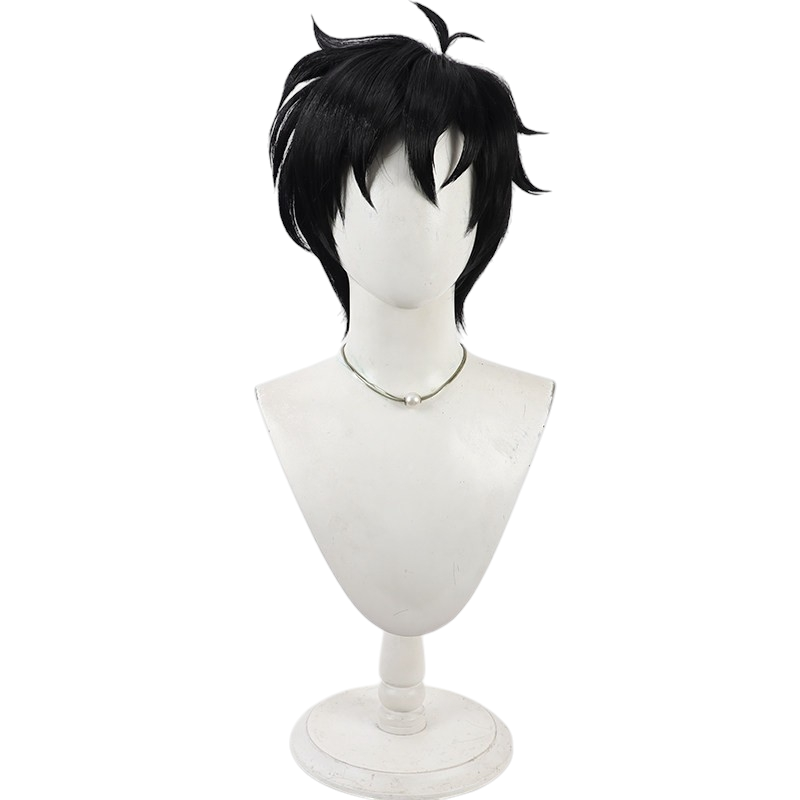 White Smoke Videl (Natade Village Ver.) Cosplay Wig - Dragon Ball Z (Black Teased Short) (FEVERCOS)