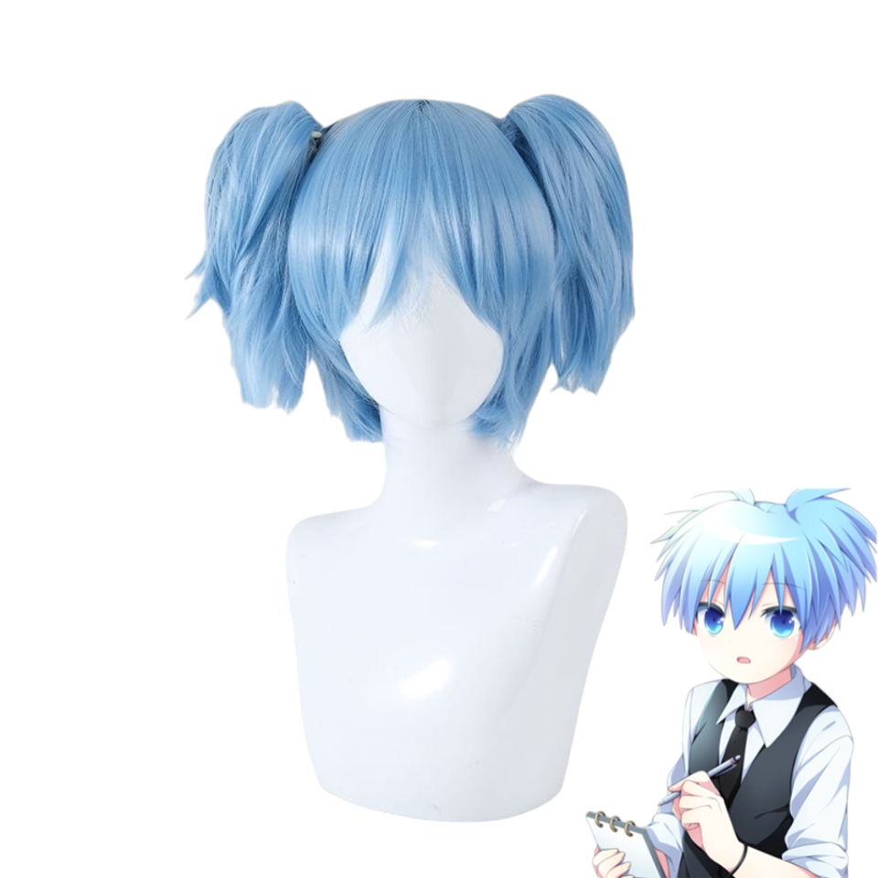 White Smoke Nagisa Shiota Cosplay Wig - Assassination Classroom (Light Blue Twin Tails) (FEVERCOS)