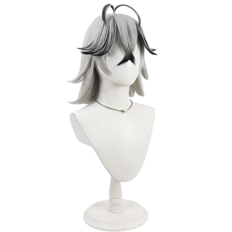 White Smoke Rokuro Cosplay Wig - Tougen Anki (Silver White Black Highlights Scalp) (FEVERCOS)