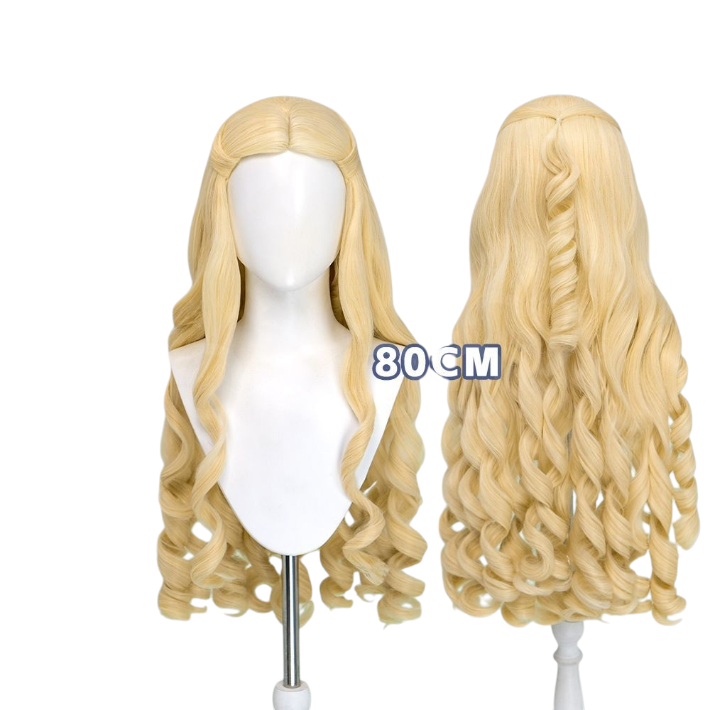 White Smoke Odette Cosplay Wig - Barbie of Swan Lake (80cm Golden Large Curls Scalp) (FEVERCOS)