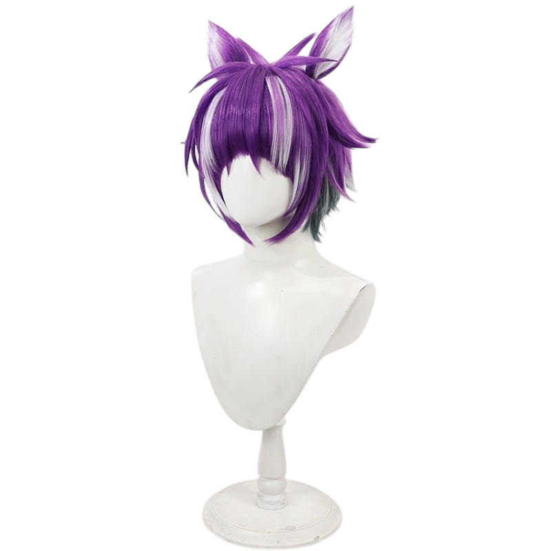 White Smoke Che'nya Cosplay Wig - Twisted Wonderland (Multi-Color Teased Ears) (FEVERCOS)