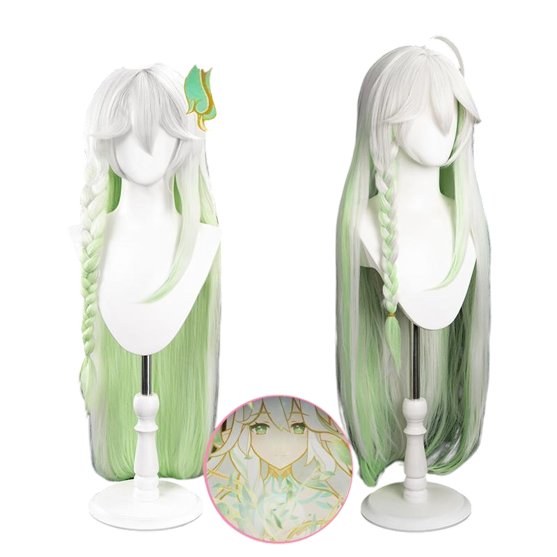 White Smoke Greater Lord Rukkhadevata Cosplay Wig - Genshin Impact (White/Green Gradient Scalp) (FEVERCOS)