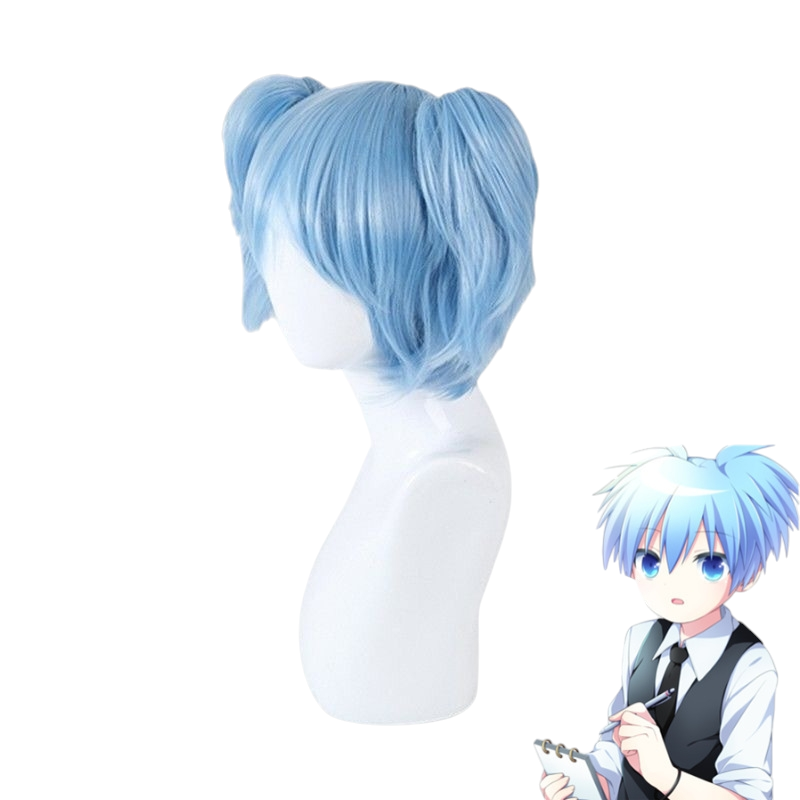 White Smoke Nagisa Shiota Cosplay Wig - Assassination Classroom (Light Blue Twin Tails) (FEVERCOS)