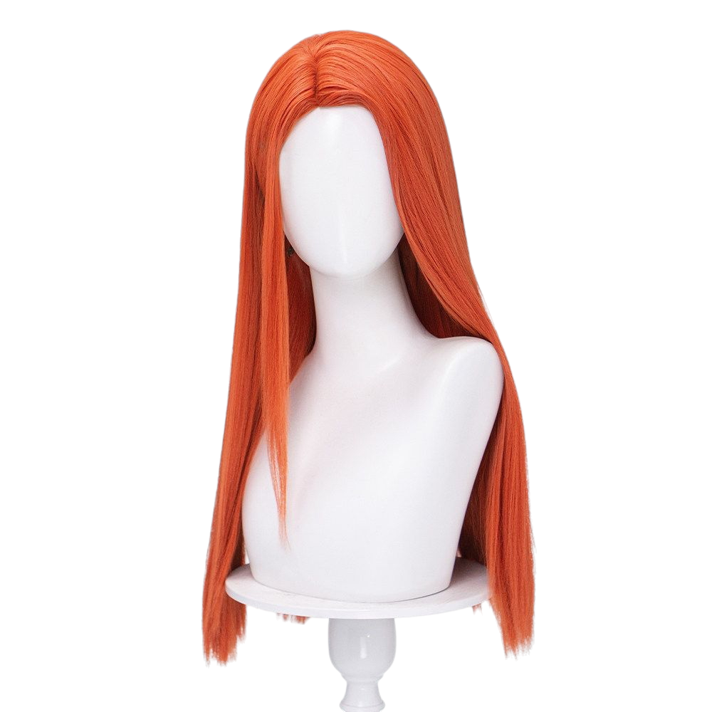 White Smoke Atom Eve Cosplay Wig - Invincible (60cm Orange Side Part Scalp) (FEVERCOS)
