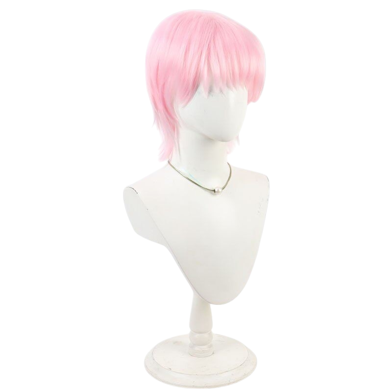 White Smoke Yui Kawa Cosplay Wig - High School! Kimengumi (Pink Short) (FEVERCOS)
