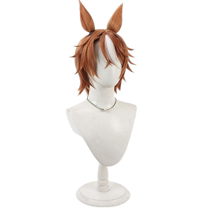 White Smoke Dictus Striker Cosplay Wig - Uma Musume (Reddish Brown with Ears) (FEVERCOS)