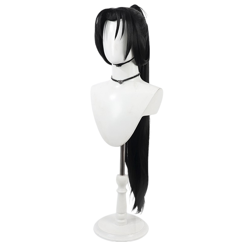 White Smoke Tokiyuki Hojo Cosplay Wig - The Elusive Samurai (Black Ponytail) (FEVERCOS)