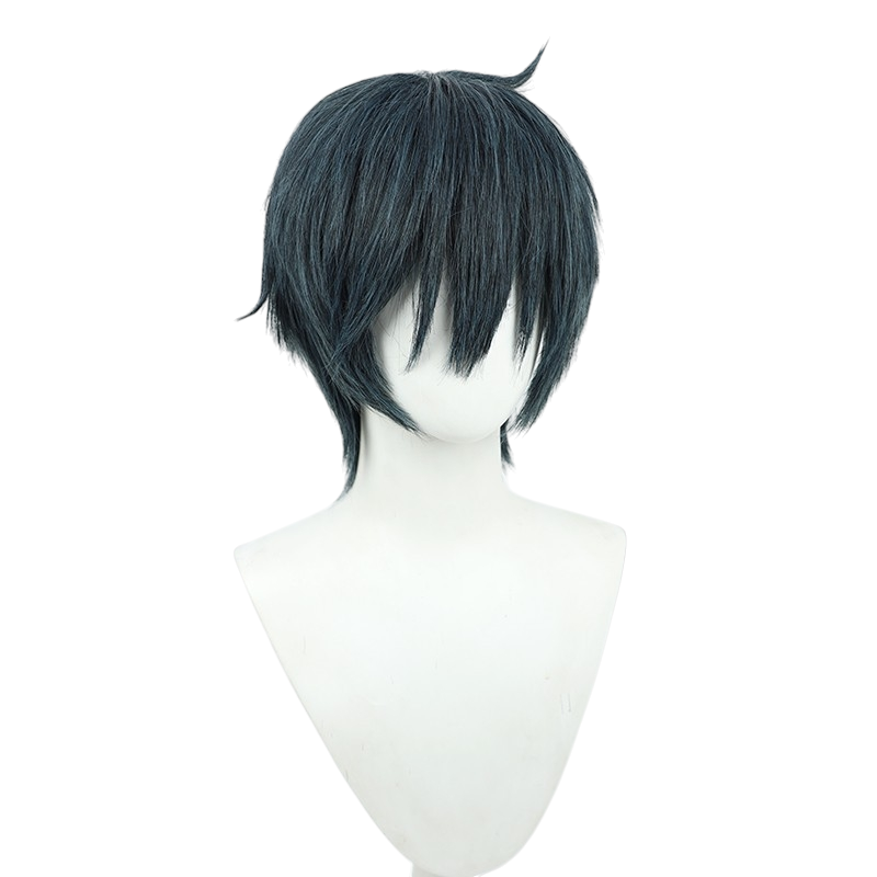 White Smoke Seiya Takehaya Cosplay Wig - Tsurune (Dark Blue Flipped Teased) (FEVERCOS)
