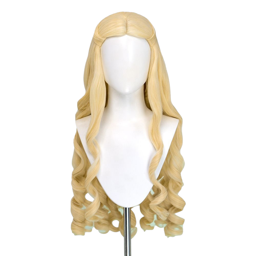 White Smoke Odette Cosplay Wig - Barbie of Swan Lake (80cm Golden Large Curls Scalp) (FEVERCOS)