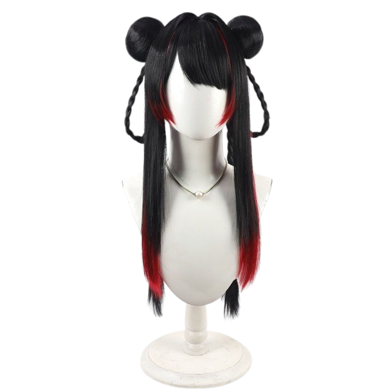 White Smoke Tsukino Mito Cosplay Wig - Virtual Streamer (Black Straight Styled) (FEVERCOS)