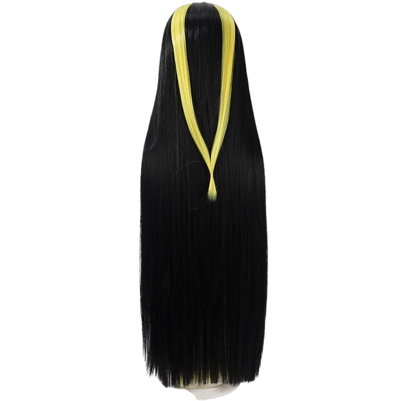 Black Sir Pentious Cosplay Wig - Hazbin Hotel (Black/Yellow Scalp Style) (FEVERCOS)