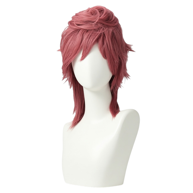 White Smoke Trish Una Cosplay Wig - Golden Mobster (Pink Swirl Rose Net) (FEVERCOS) JOJO