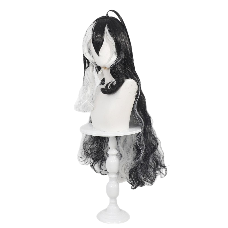 White Smoke Wang Cosplay Wig - Arknights (Black/White Split Curly Ponytail) (FEVERCOS)