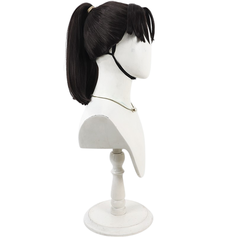 Light Gray Kanbei Wakaouji Cosplay Wig - Nintama Rantaro (Brown Ponytail 30cm) (FEVERCOS)