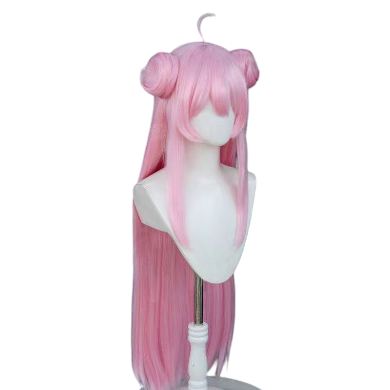 White Smoke Satou Matsuzaka Cosplay Wig - Happy Sugar Life (Pink Twin Buns Long) (FEVERCOS)