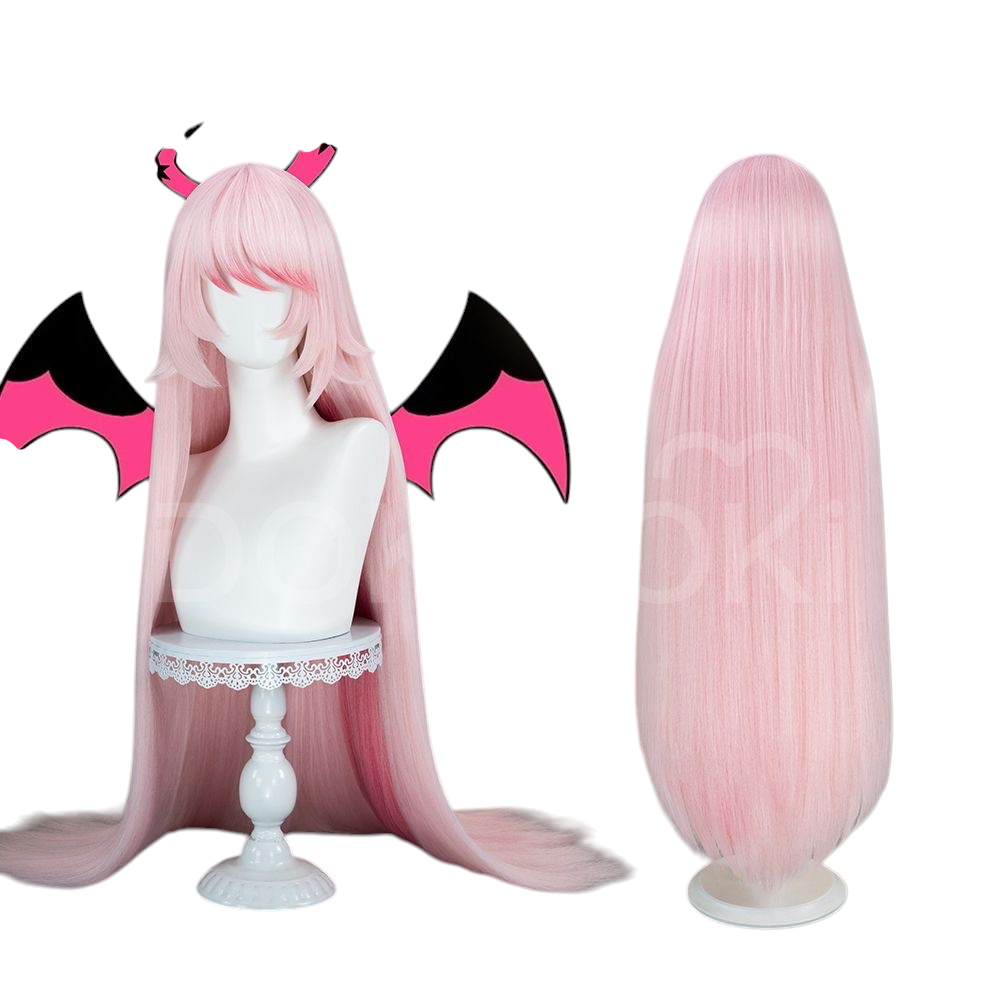 White Smoke Verosika Mayday Cosplay Wig - Helluva Boss (Pink Wavy Long) (FEVERCOS)