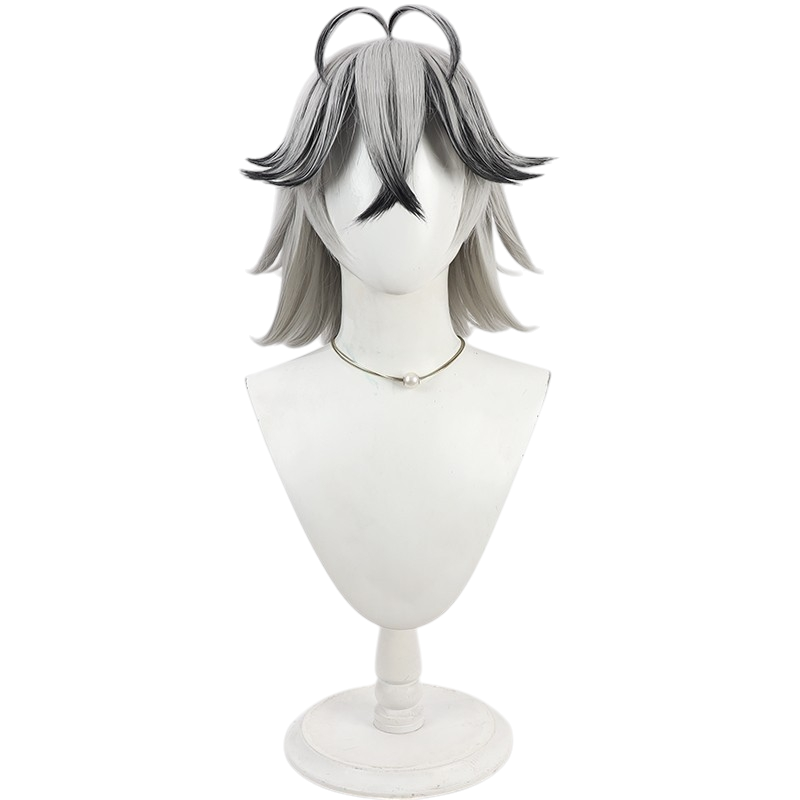 White Smoke Rokuro Cosplay Wig - Tougen Anki (Silver White Black Highlights Scalp) (FEVERCOS)
