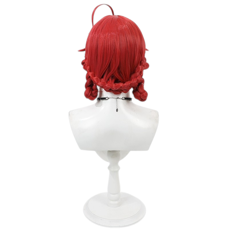 White Smoke Danjin Cosplay Wig - Wuthering Waves (Red Integrated Braided Updo) (FEVERCOS)