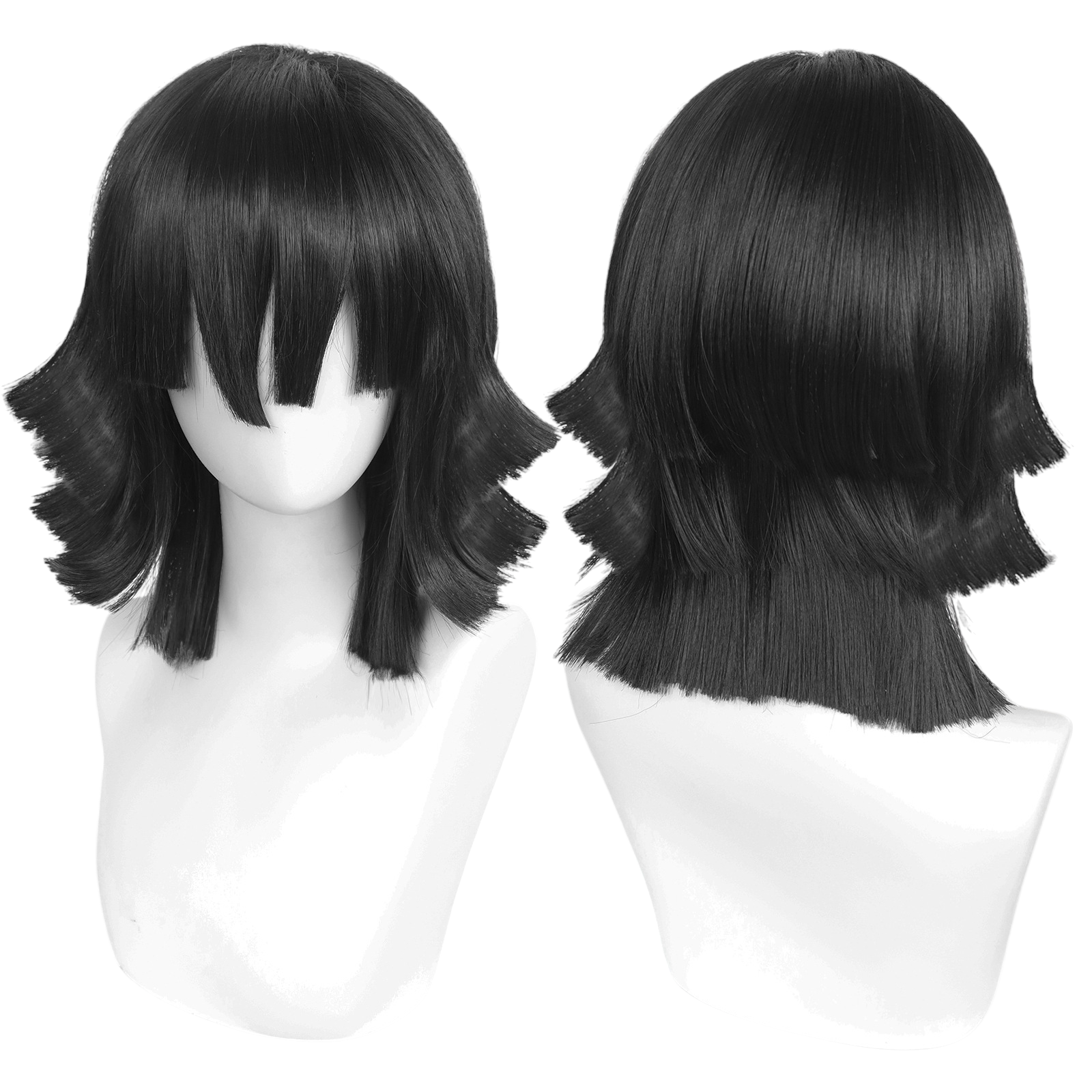 Lavender Obanai Iguro Cosplay Wig - Demon Slayer (Black Layered) (FEVERCOS)