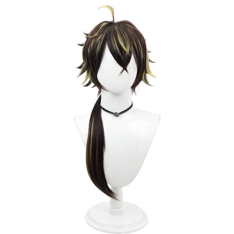 White Smoke Kashagiri Cosplay Wig - Touken Ranbu (Highlighted Long Tail Teased) (FEVERCOS)