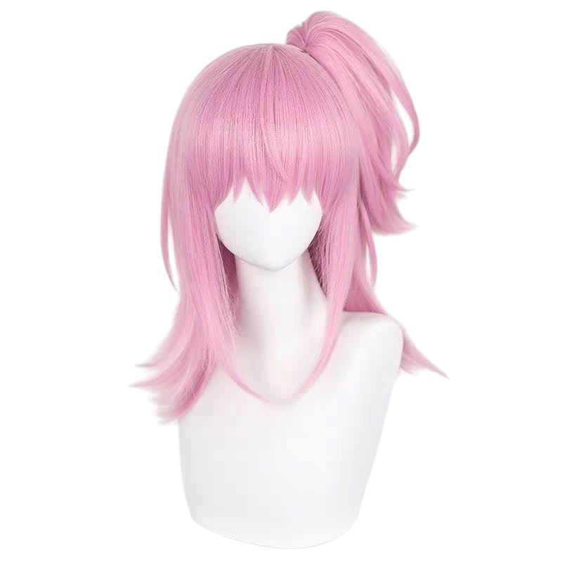 White Smoke Amu Hinamori Cosplay Wig - Shugo Chara! (Pink Scalp Clip-On Tail) (FEVERCOS)