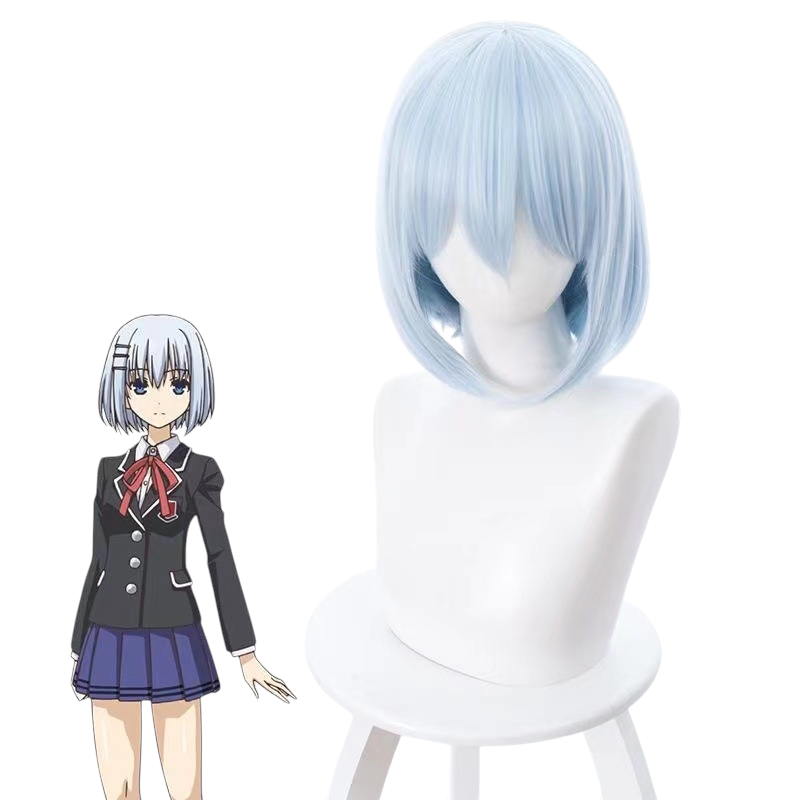 White Smoke Origami Tobiichi Cosplay Wig - Date A Live III (Light Blue Bob) (FEVERCOS)