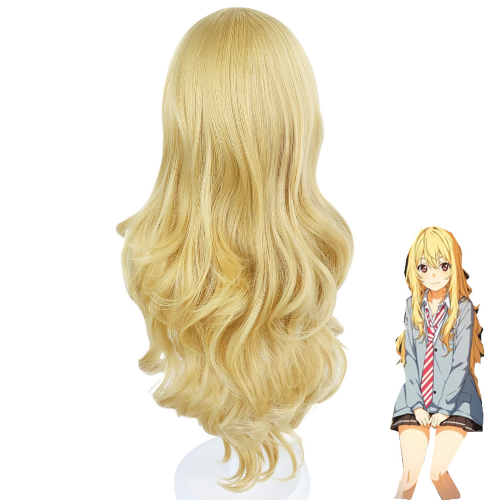 White Smoke Kaori Miyazono Cosplay Wig - Your Lie in April (Blonde Wavy Scalp) (FEVERCOS)