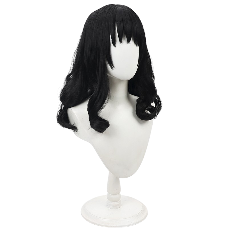 White Smoke Tomie Kawakami Cosplay Wig - Junji Ito Collection (Black Wavy) (FEVERCOS)