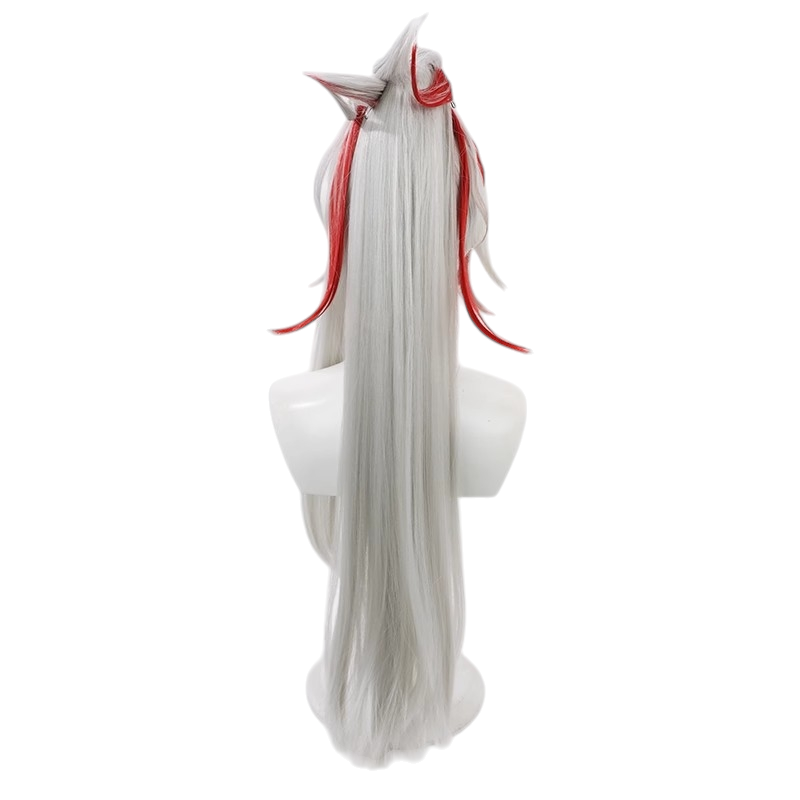 White Smoke Yone Cosplay Wig - Boyband Heartsteel (White High Ponytail Widow's Peak) (FEVERCOS)
