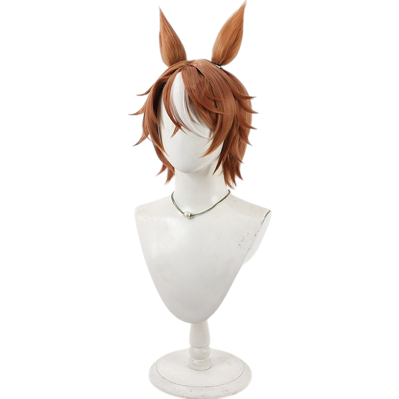 White Smoke Dictus Striker Cosplay Wig - Uma Musume (Reddish Brown with Ears) (FEVERCOS)
