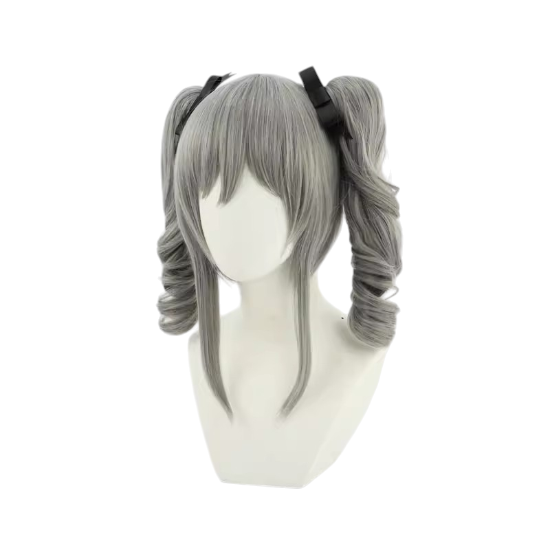 White Smoke Ranko Kanzaki / Bronya Style Cosplay Wig - Idolmaster Cinderella Girls (Silver Twin Tails) (FEVERCOS)