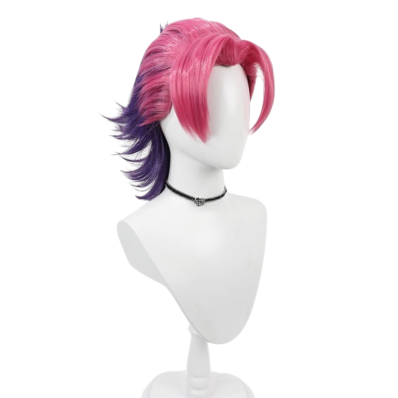 White Smoke Kayn Cosplay Wig - Boyband Heartsteel (Split Color Widow's Peak Flipped) (FEVERCOS)