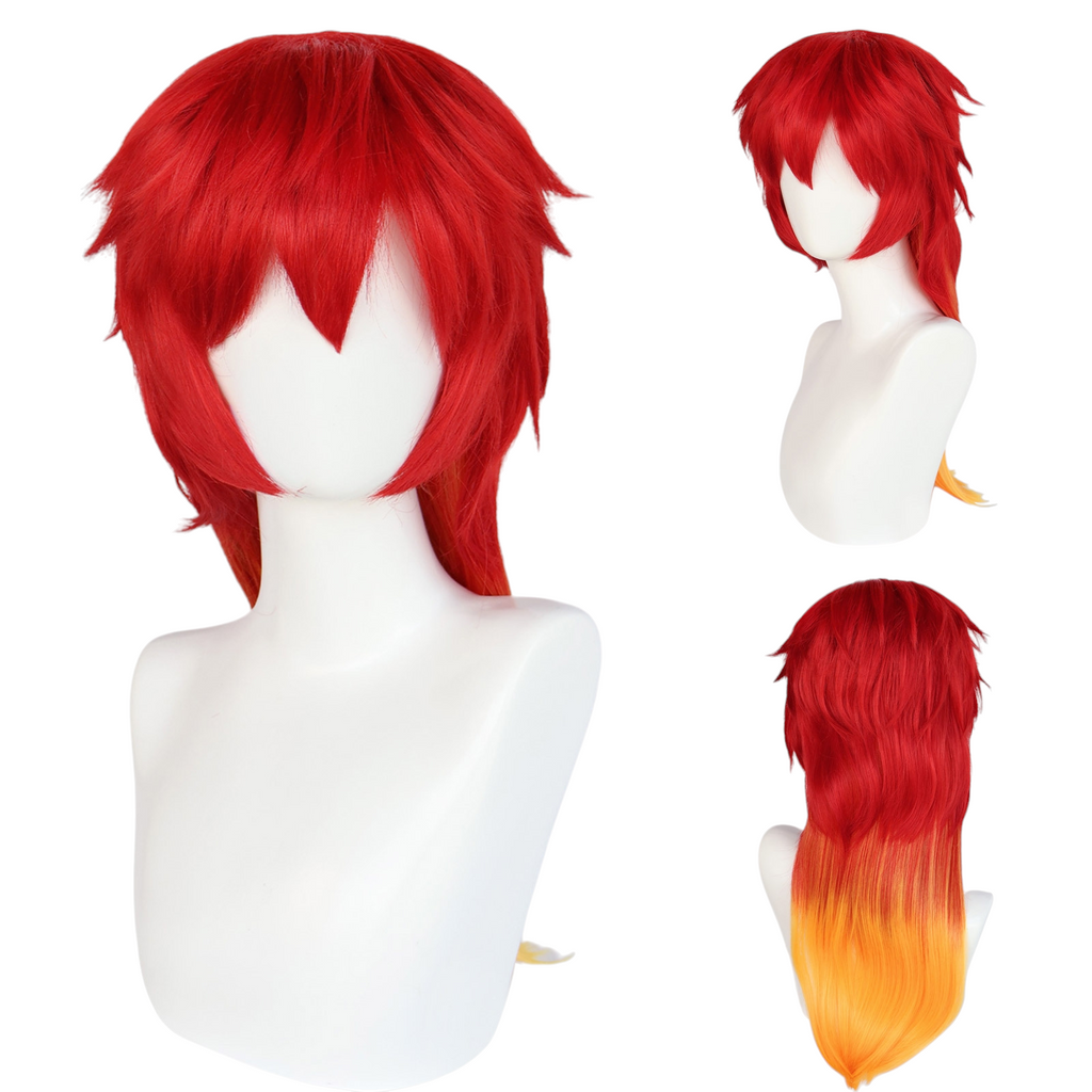 Beige Togoku Tōma (Premium) Cosplay Wig - Wind Breaker (Red/Gold Gradient) (FEVERCOS)