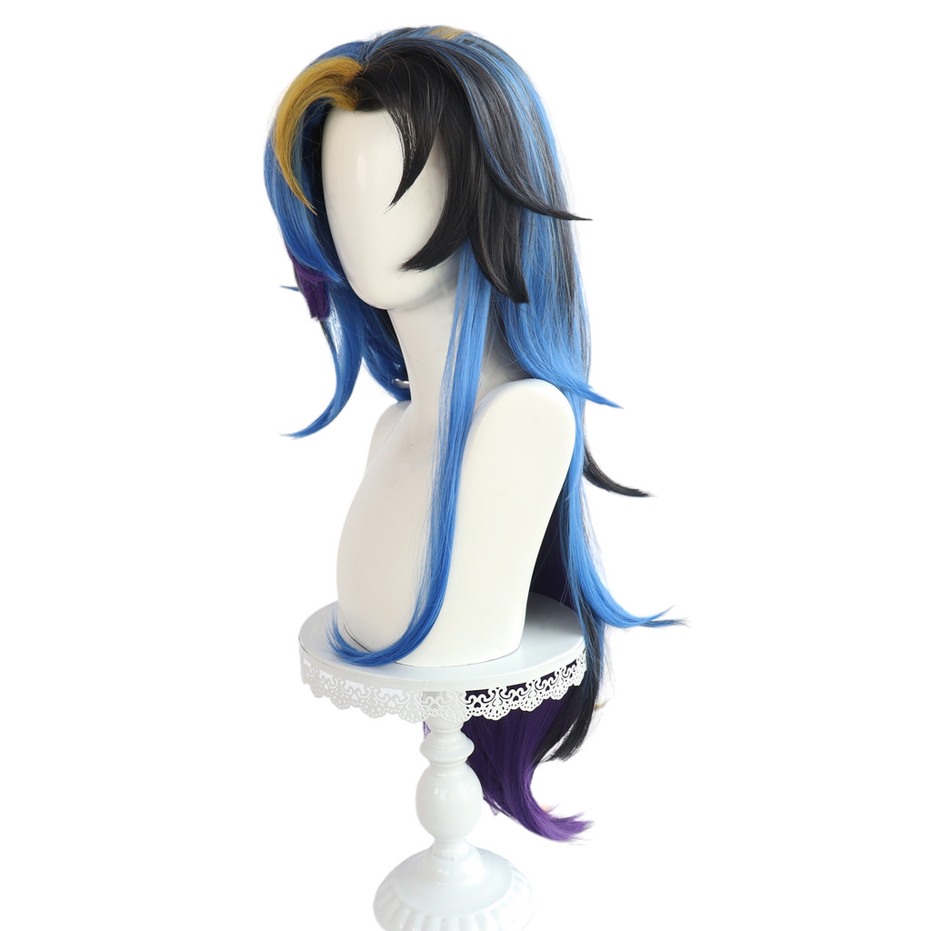 Dark Slate Gray Yone (Heartsteel Prestige) Cosplay Wig - League of Legends (White/Neon) (FEVERCOS) LOL