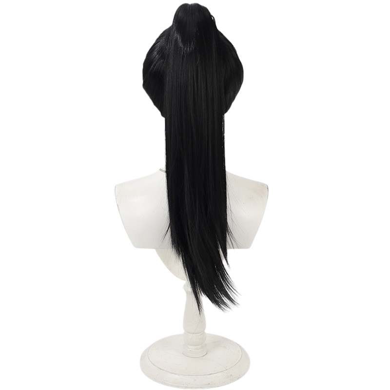 White Smoke Shuro (Toshiro) Cosplay Wig - Delicious in Dungeon (Black Detachable Ponytail) (FEVERCOS)