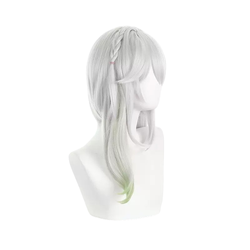 White Smoke Nahida (Lesser Lord Kusanali) Cosplay Wig - Genshin Impact (White/Green Side Ponytail) (FEVERCOS)
