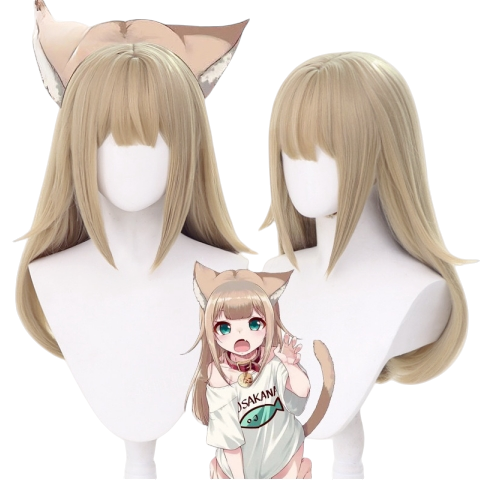 White Smoke Kinako Cosplay Wig - Feline Maiden (Silicone Scalp) (FEVERCOS) 40hara CAT