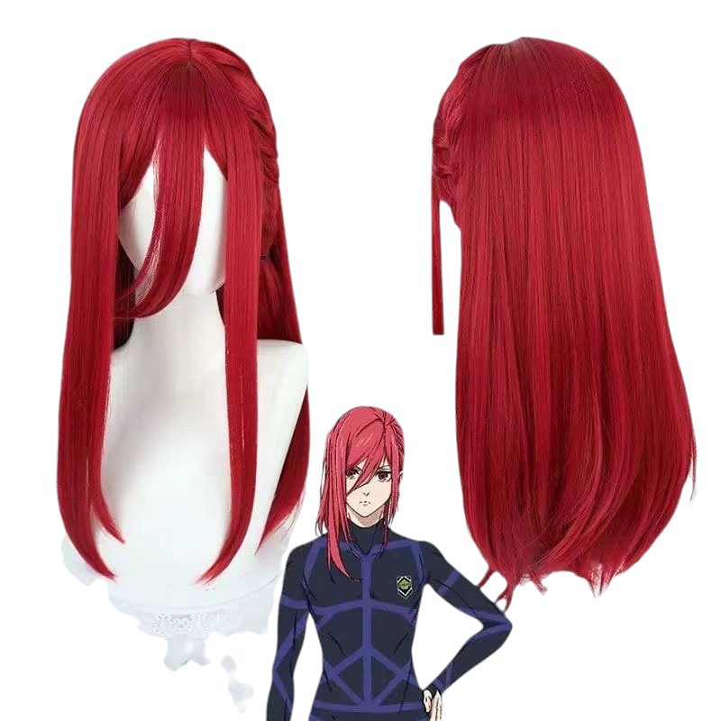 White Smoke Hyoma Chigiri Cosplay Wig - Blue Lock (Red Side Part Fishtail Braid) (FEVERCOS)