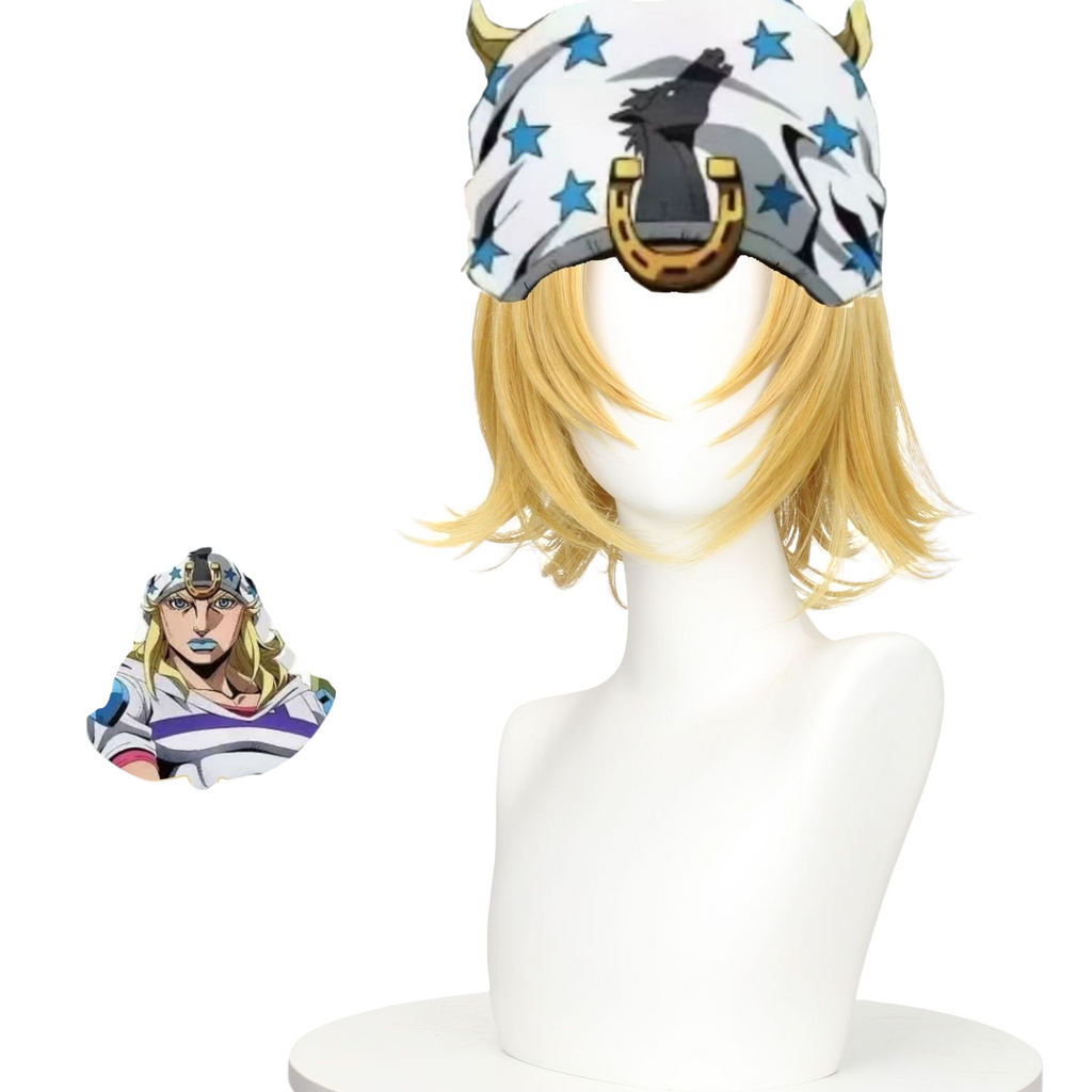 White Smoke Johnny Joestar Cosplay Wig - Steel Racer (Blonde Scalp) (FEVERCOS) Steel Ball Run