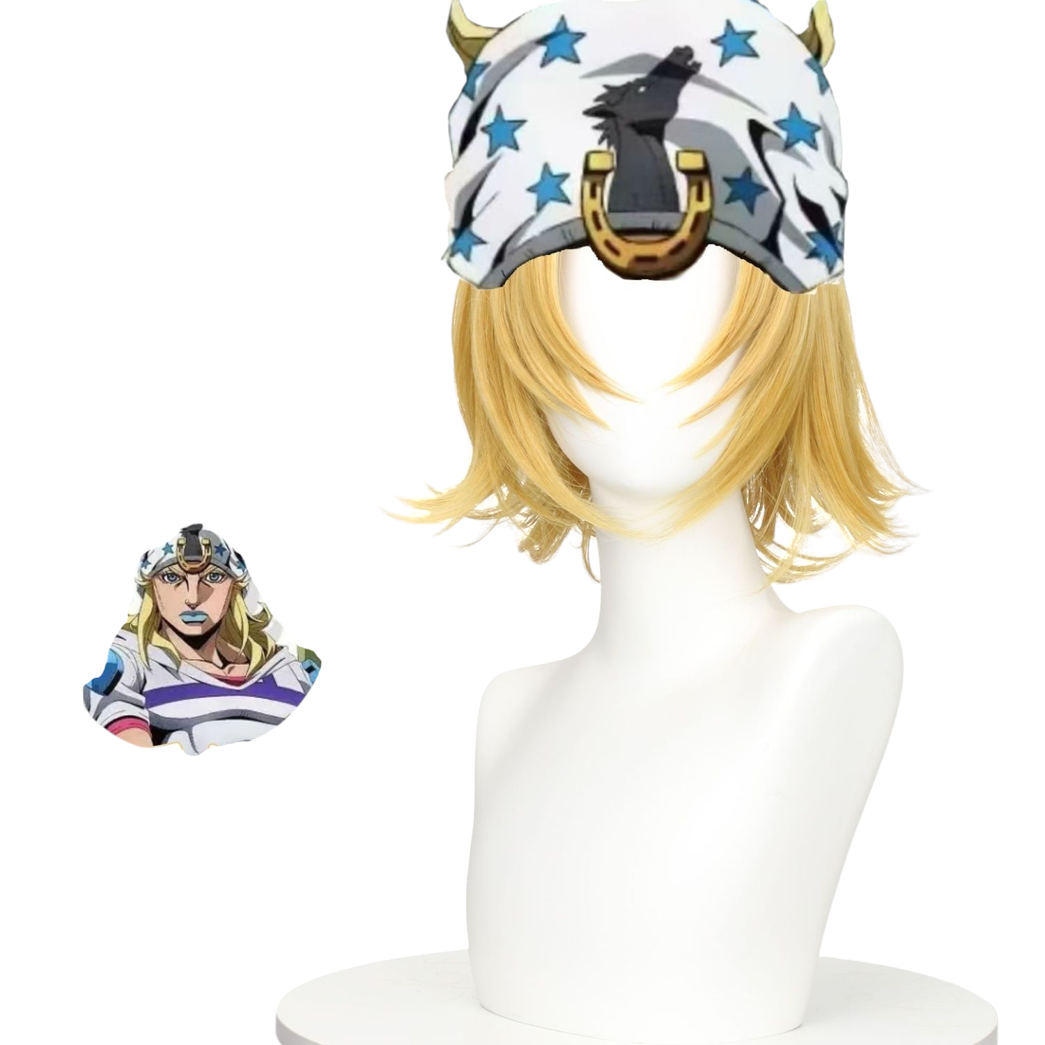 White Smoke Johnny Joestar Cosplay Wig - Steel Racer (Blonde Scalp) (FEVERCOS) Steel Ball Run